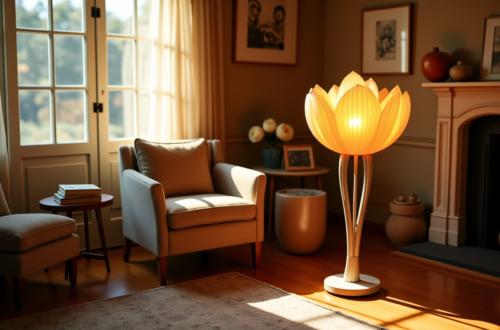 Nos astuces déco avec une lampe sur pied fleur pour un coin lecture lumineux