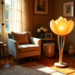 Nos astuces déco avec une lampe sur pied fleur pour un coin lecture lumineux